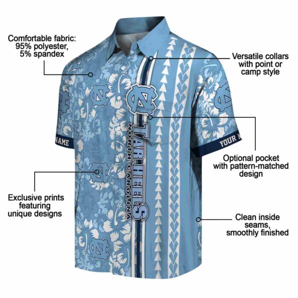 personalized-north-carolina-tar-heels-hibiscus-arrows-light-blue-white-hawaiian-shirt-new-arrival personalized north carolina tar heels hibiscus arrows light blue white hawaiian shirt new arrival