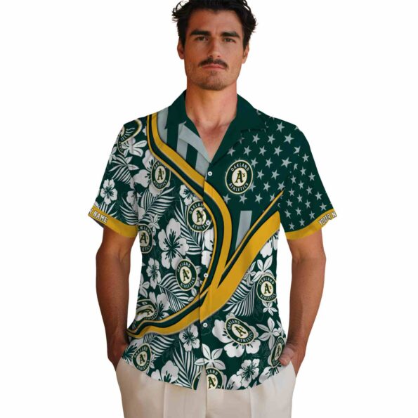 personalized oakland athletics floral wave green white hawaiian shirt fashion forward