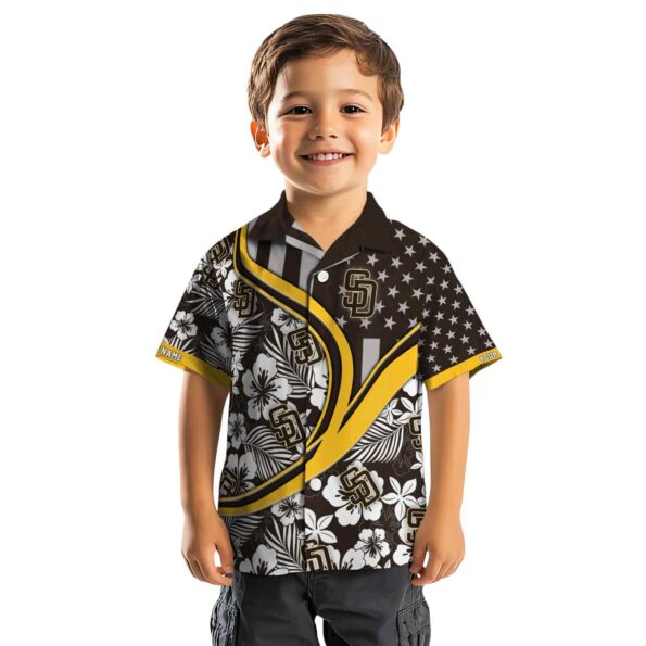 personalized san diego padres floral wave brown white hawaiian shirt top rated