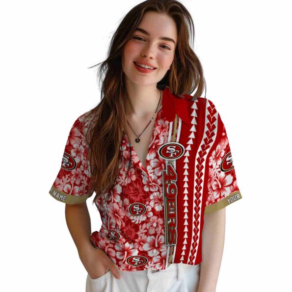 personalized-san-francisco-49ers-hibiscus-arrows-red-white-hawaiian-shirt-latest-model personalized san francisco 49ers hibiscus arrows red white hawaiian shirt latest model