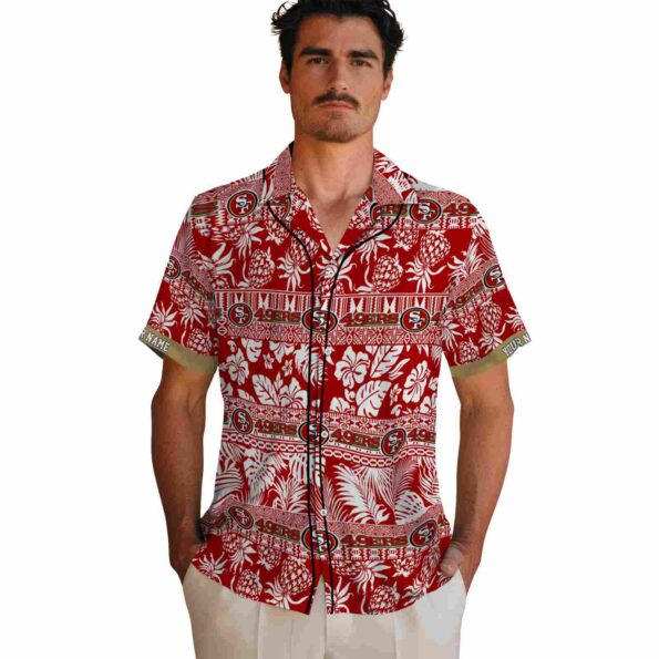 personalized san francisco 49ers tribal stripes red white hawaiian shirt fashion forward
