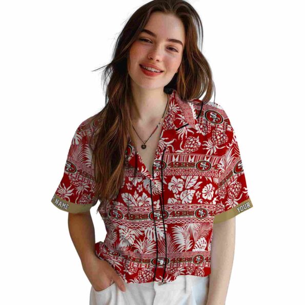 personalized san francisco 49ers tribal stripes red white hawaiian shirt latest model