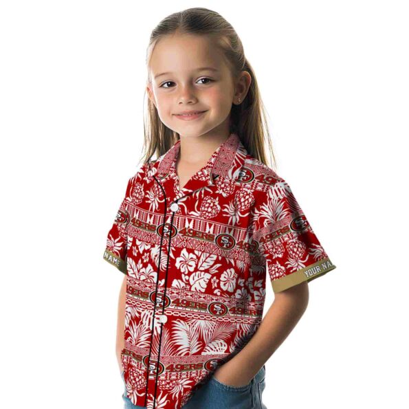 personalized san francisco 49ers tribal stripes red white hawaiian shirt premium grade