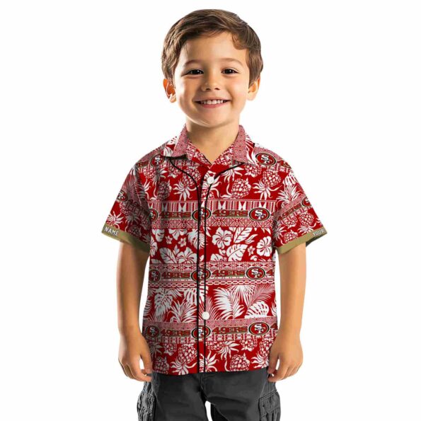 personalized san francisco 49ers tribal stripes red white hawaiian shirt top rated