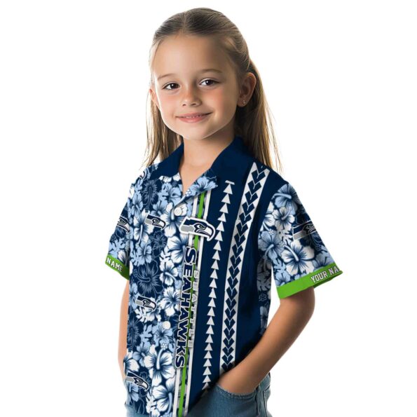 personalized-seattle-seahawks-hibiscus-arrows-blue-white-hawaiian-shirt-premium-grade personalized seattle seahawks hibiscus arrows blue white hawaiian shirt premium grade