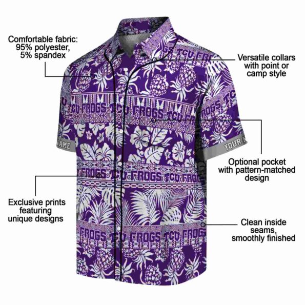 personalized tcu horned frogs tribal stripes purple white hawaiian shirt new arrival