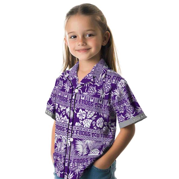 personalized tcu horned frogs tribal stripes purple white hawaiian shirt premium grade