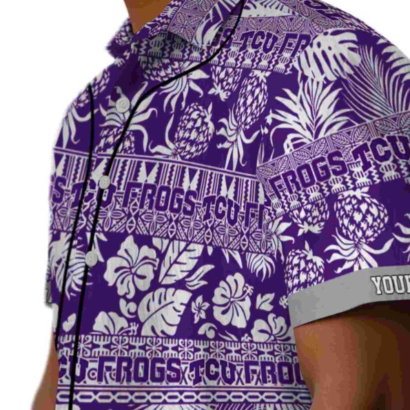 personalized tcu horned frogs tribal stripes purple white hawaiian shirt trendy
