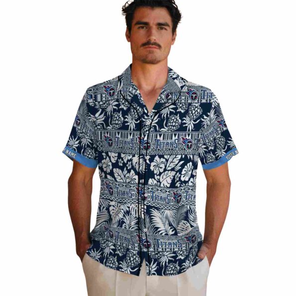 personalized tennessee titans tribal stripes navy white hawaiian shirt fashion forward