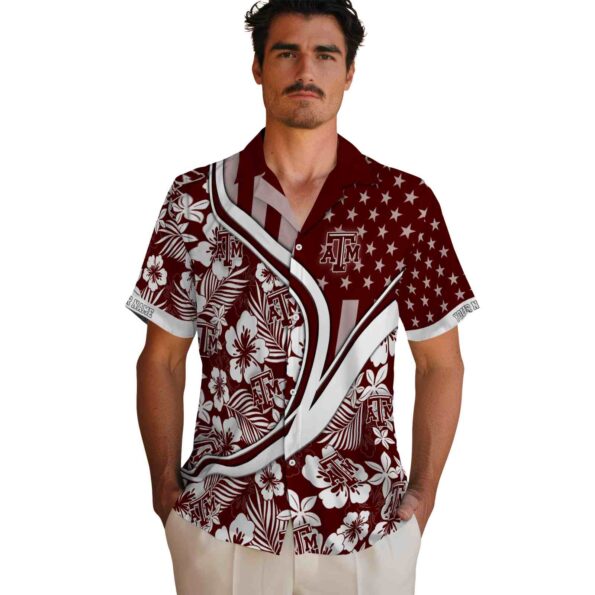 personalized texas am aggies floral wave maroon white hawaiian shirt fashion forward