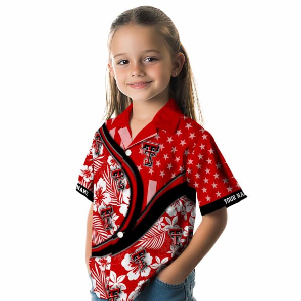 personalized texas tech red raiders floral wave red white hawaiian shirt premium grade