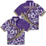 personalized-washington-huskies-floral-wave-purple-white-hawaiian-shirt-best-selling