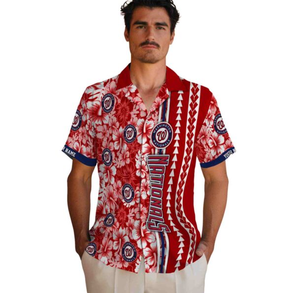 personalized-washington-nationals-hibiscus-arrows-red-white-hawaiian-shirt-fashion-forward personalized washington nationals hibiscus arrows red white hawaiian shirt fashion forward
