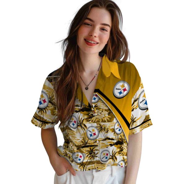 pittsburgh-steelers-sunset-palms-gold-white-hawaiian-shirt-latest-model pittsburgh steelers sunset palms gold white hawaiian shirt latest model