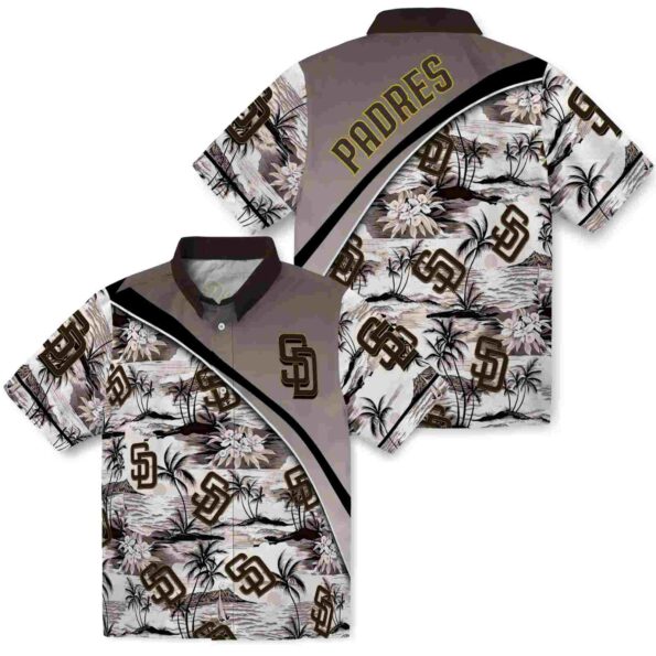 san diego padres sunset palms brown white hawaiian shirt high quality