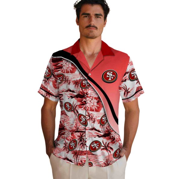 san francisco 49ers sunset palms red white hawaiian shirt fashion forward