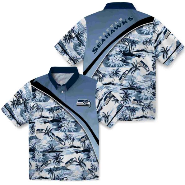 seattle-seahawks-sunset-palms-blue-white-hawaiian-shirt-high-quality seattle seahawks sunset palms blue white hawaiian shirt high quality