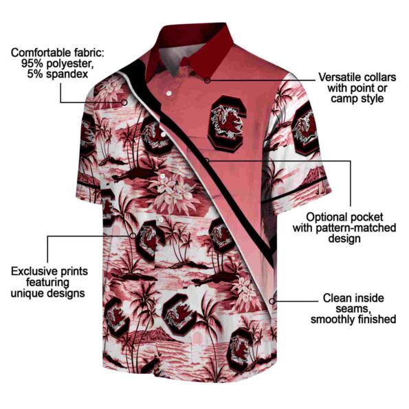 south-carolina-gamecocks-sunset-palms-garnet-white-hawaiian-shirt-new-arrival south carolina gamecocks sunset palms garnet white hawaiian shirt new arrival