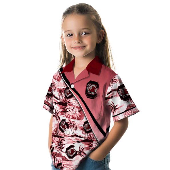 south-carolina-gamecocks-sunset-palms-garnet-white-hawaiian-shirt-premium-grade south carolina gamecocks sunset palms garnet white hawaiian shirt premium grade