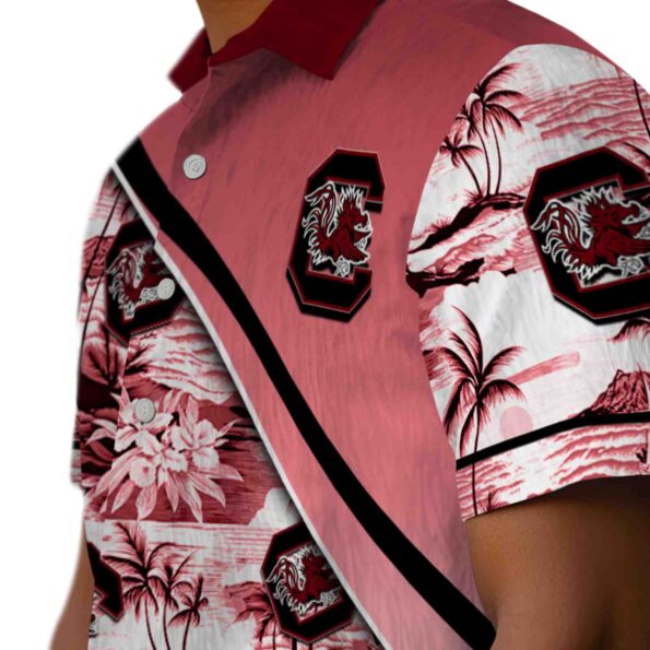 south-carolina-gamecocks-sunset-palms-garnet-white-hawaiian-shirt-trendy south carolina gamecocks sunset palms garnet white hawaiian shirt trendy