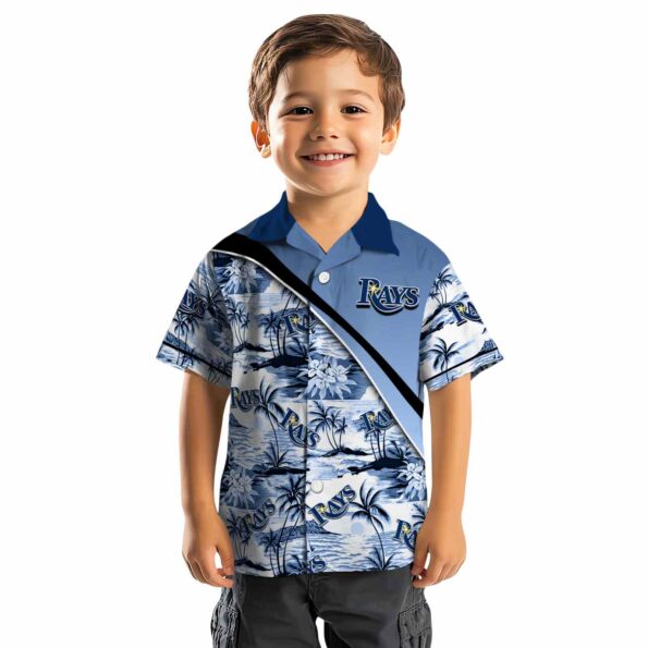 tampa bay rays sunset palms navy white hawaiian shirt top rated