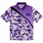 TCU Horned Frogs Hawaiian Shirt - Sunset Palms Purple White 1 tcu-horned-frogs-sunset-palms-purple-white-hawaiian-shirt-best-selling