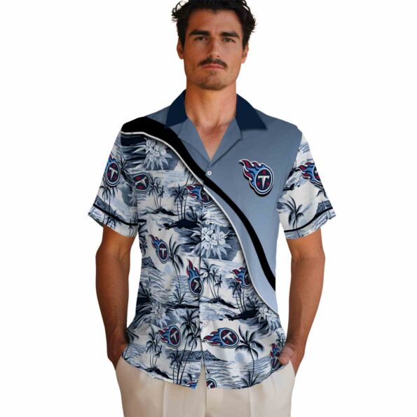 tennessee titans sunset palms navy white hawaiian shirt fashion forward