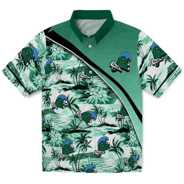 tulane-green-wave-sunset-palms-green-white-hawaiian-shirt-best-selling tulane green wave sunset palms green white hawaiian shirt best selling