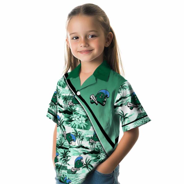 tulane-green-wave-sunset-palms-green-white-hawaiian-shirt-premium-grade tulane green wave sunset palms green white hawaiian shirt premium grade