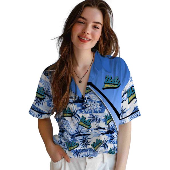 ucla bruins sunset palms blue white hawaiian shirt latest model