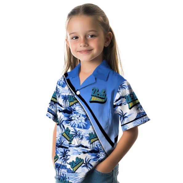 ucla bruins sunset palms blue white hawaiian shirt premium grade