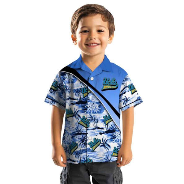 ucla bruins sunset palms blue white hawaiian shirt top rated