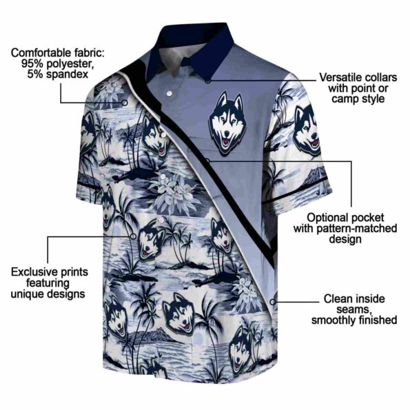 uconn huskies sunset palms blue white hawaiian shirt new arrival