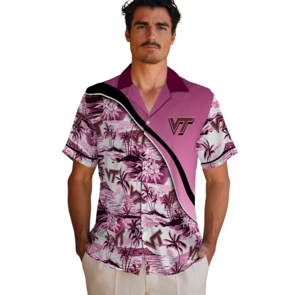 virginia-tech-hokies-sunset-palms-maroon-white-hawaiian-shirt-fashion-forward virginia tech hokies sunset palms maroon white hawaiian shirt fashion forward