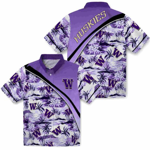 washington huskies sunset palms purple white hawaiian shirt high quality