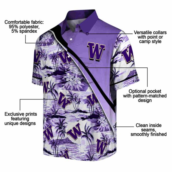 washington huskies sunset palms purple white hawaiian shirt new arrival