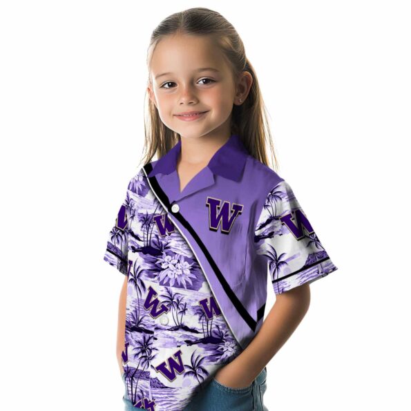 washington huskies sunset palms purple white hawaiian shirt premium grade