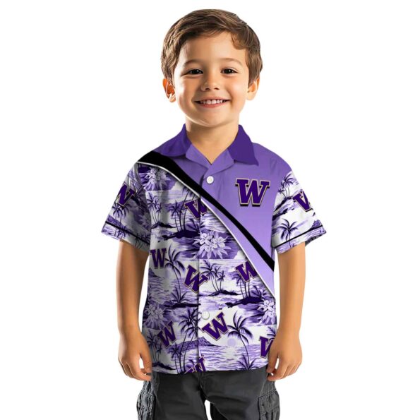 washington huskies sunset palms purple white hawaiian shirt top rated