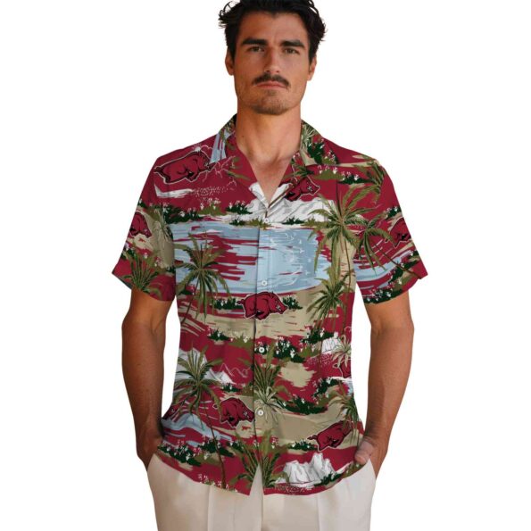 arkansas-razorbacks-palm-horizon-red-hawaiian-shirt-fashion-forward arkansas razorbacks palm horizon red hawaiian shirt fashion forward
