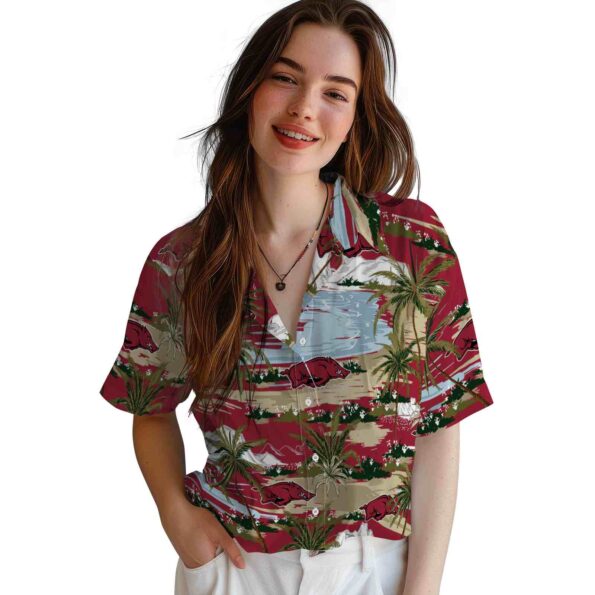 arkansas-razorbacks-palm-horizon-red-hawaiian-shirt-latest-model arkansas razorbacks palm horizon red hawaiian shirt latest model