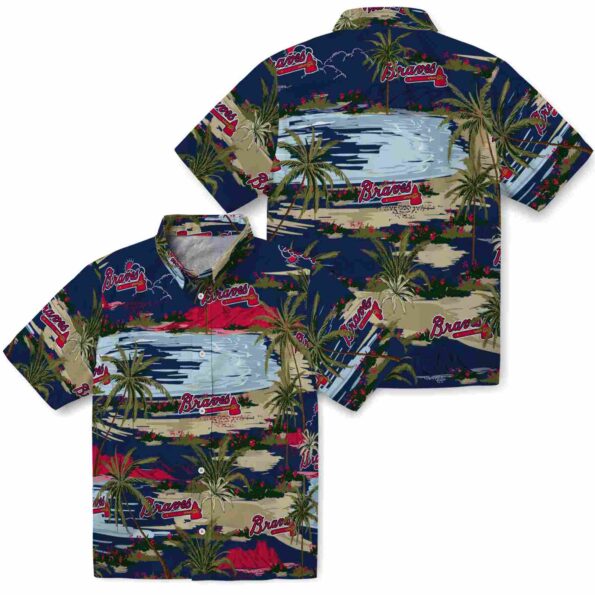 atlanta braves palm horizon navy hawaiian shirt high quality