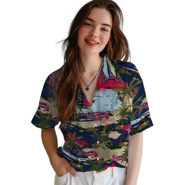 atlanta braves palm horizon navy hawaiian shirt latest model