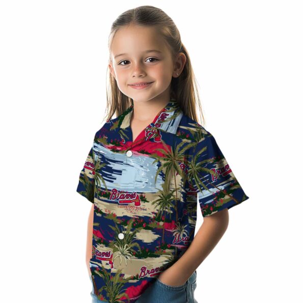 atlanta braves palm horizon navy hawaiian shirt premium grade