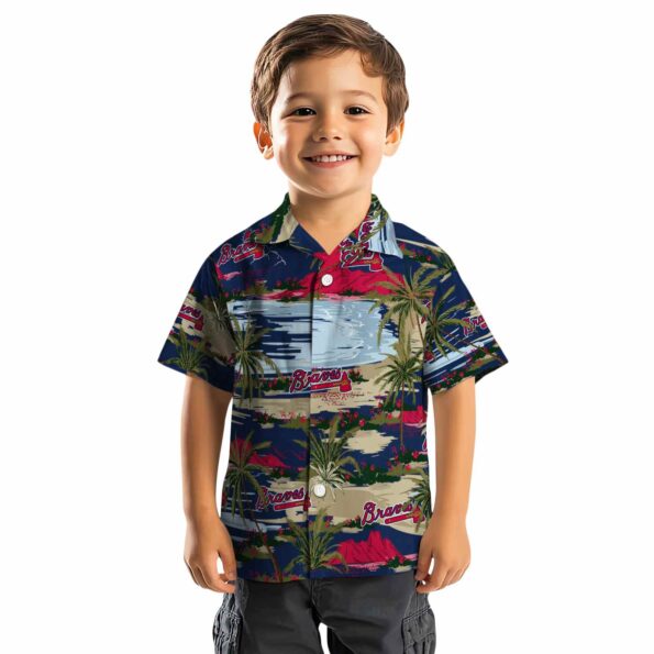 atlanta braves palm horizon navy hawaiian shirt top rated