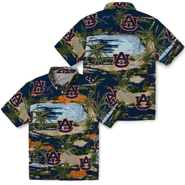 auburn tigers palm horizon navy blue hawaiian shirt high quality