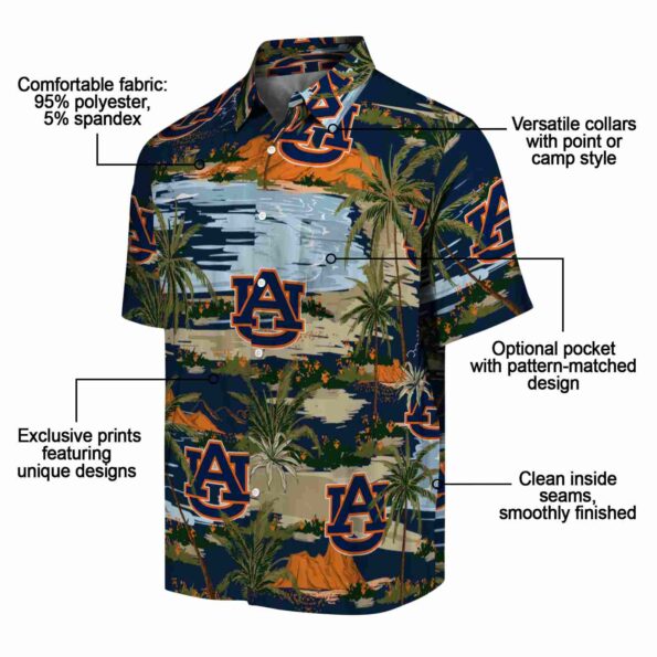 auburn tigers palm horizon navy blue hawaiian shirt new arrival