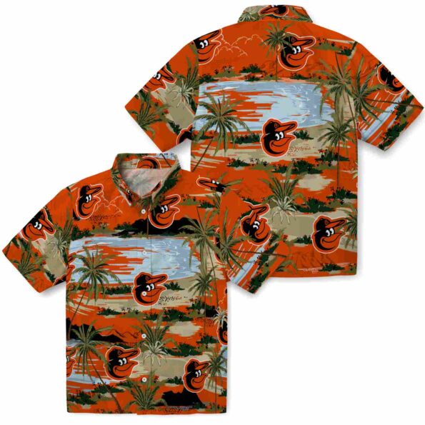 baltimore-orioles-palm-horizon-orange-hawaiian-shirt-high-quality baltimore orioles palm horizon orange hawaiian shirt high quality
