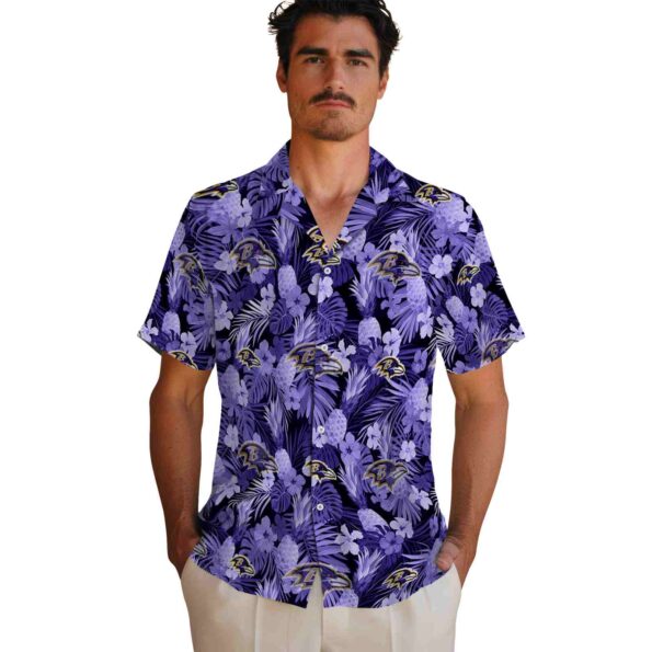 baltimore ravens floral pineapple purple hawaiian shirt fashion forward