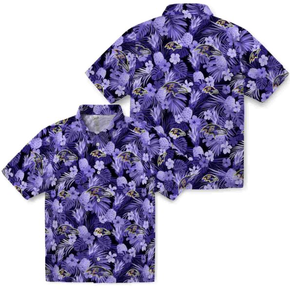 baltimore ravens floral pineapple purple hawaiian shirt high quality