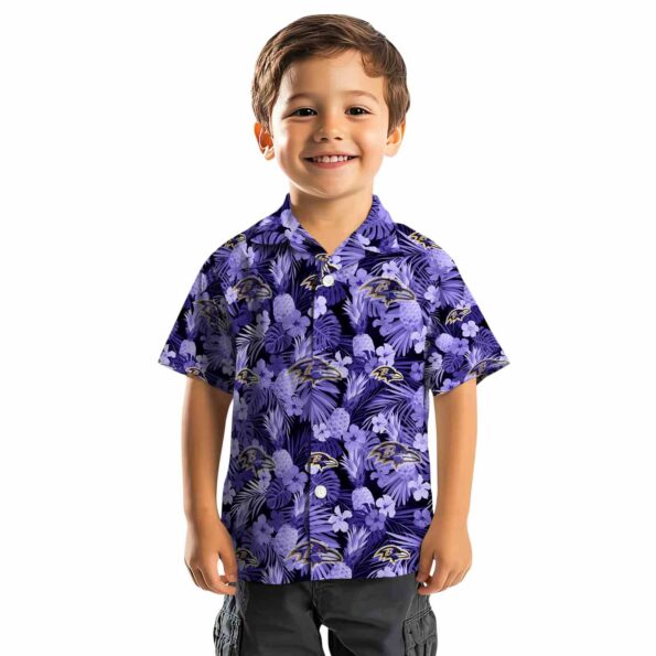 baltimore ravens floral pineapple purple hawaiian shirt top rated